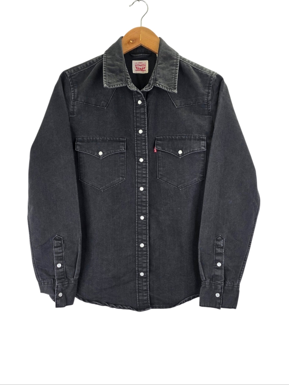 Levi’s Womens Pearl Snap Denim Western Shirt Long Sleeve Standard Fit Size Small